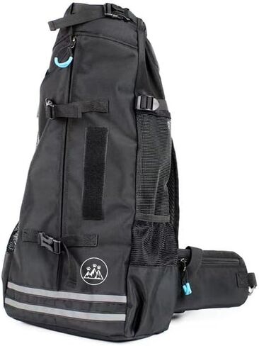 حقيبة ظهر للكلاب - حقيبة ظهر لحمل الكلاب بتصميم شبكي جيد التهوية - حقيبة ظهر لحمل الكلاب مع أحزمة كتف وصدر قابلة للتعديل - حقيبة ظهر للكلاب للتنزه سيرًا على الأقدام والسفر - مقاس متوسط، أسود in Kuwait