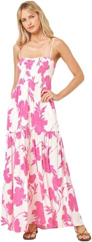 L*Space Mallorca Dress for Women, Full Length Maxi with Adjustable Straps, Tiered Skirt, Chic Dress for Vacation, 100% Cotton in Saudi Arabia