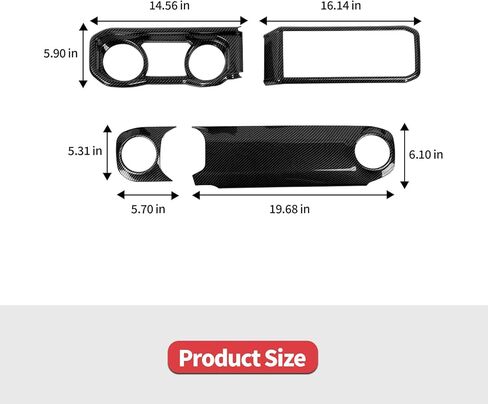 Jimen Fit for Jeep Wrangler JL JLU & Gladiator JT 2024-2025, 4PCS Center Console Dash Trim & Dashboard Cover Navigation Panel Interior Overlay (Red Carbon Fiber) in Kuwait