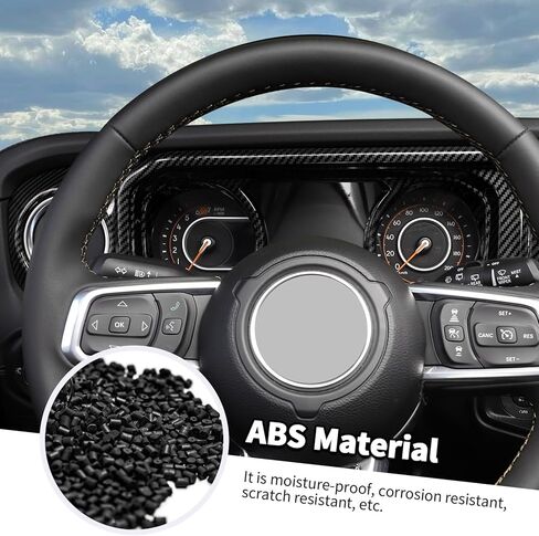 Jimen Fit for Jeep Wrangler JL JLU & Gladiator JT 2024-2025, 4PCS Center Console Dash Trim & Dashboard Cover Navigation Panel Interior Overlay (Red Carbon Fiber) in Kuwait