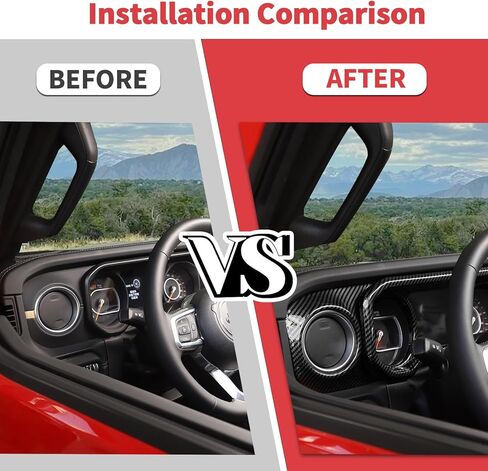 Jimen Fit for Jeep Wrangler JL JLU & Gladiator JT 2024-2025, 4PCS Center Console Dash Trim & Dashboard Cover Navigation Panel Interior Overlay (Red Carbon Fiber) in Kuwait