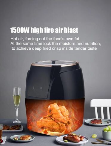 Mega 1400W 5.3Qt Digital Air Fryer, Oil-Free Cooking in Saudi Arabia
