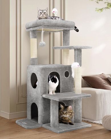 Globlazer Cat Tree Tower for Indoor Cats Large Adult, FC50, Light Grey in Saudi Arabia