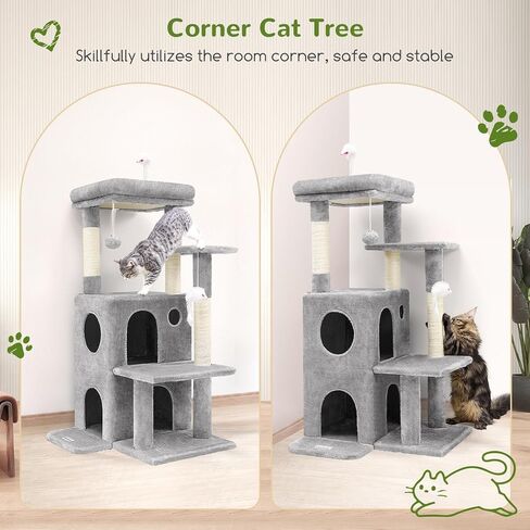 Globlazer Cat Tree Tower for Indoor Cats Large Adult, FC50, Light Grey in Saudi Arabia