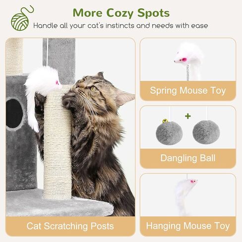 Globlazer Cat Tree Tower for Indoor Cats Large Adult, FC50, Light Grey in Saudi Arabia