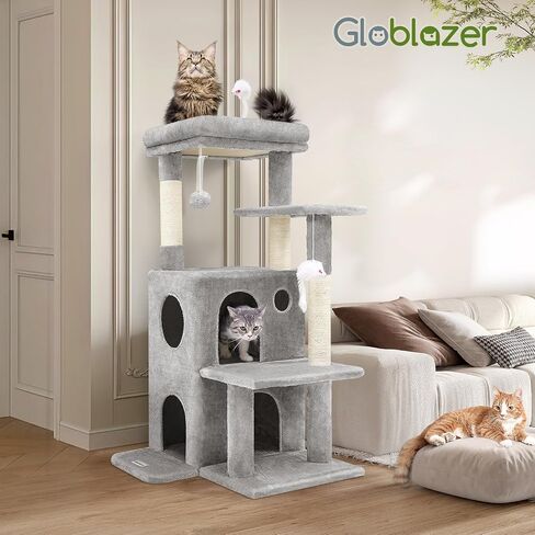 Globlazer Cat Tree Tower for Indoor Cats Large Adult, FC50, Light Grey in Saudi Arabia