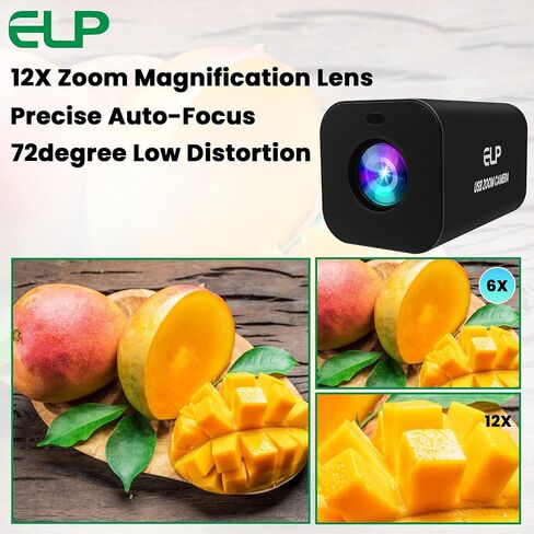 ELP 12X Zoom 4K 30fps USB Camera 1080P 60fps HDMI USB Webcam Autofocus Manual Zoom Infrared Remote Control PC Camera H.265 H.264 High Speed Web Camera for Church Streaming Video Conference (12X Zoom) in Saudi Arabia