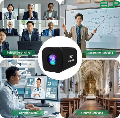 ELP 12X Zoom 4K 30fps USB Camera 1080P 60fps HDMI USB Webcam Autofocus Manual Zoom Infrared Remote Control PC Camera H.265 H.264 High Speed Web Camera for Church Streaming Video Conference (12X Zoom) in Saudi Arabia
