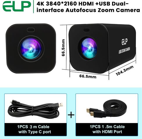 ELP 12X Zoom 4K 30fps USB Camera 1080P 60fps HDMI USB Webcam Autofocus Manual Zoom Infrared Remote Control PC Camera H.265 H.264 High Speed Web Camera for Church Streaming Video Conference (12X Zoom) in Saudi Arabia