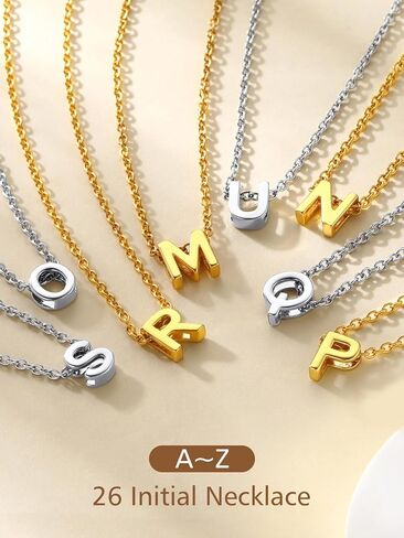 قلادات FindChic Dainty الأولية للنساء مطلية بالبلاتينيوم/مطلية بالذهب قلادات بأحرف صغيرة هدايا عيد ميلاد لابنتها الأم Gf، مع صندوق هدايا in Kuwait