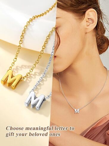 قلادات FindChic Dainty الأولية للنساء مطلية بالبلاتينيوم/مطلية بالذهب قلادات بأحرف صغيرة هدايا عيد ميلاد لابنتها الأم Gf، مع صندوق هدايا in Kuwait
