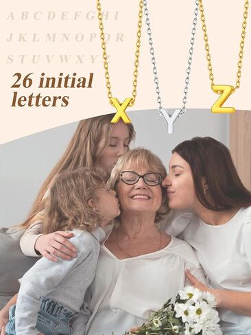 قلادات FindChic Dainty الأولية للنساء مطلية بالبلاتينيوم/مطلية بالذهب قلادات بأحرف صغيرة هدايا عيد ميلاد لابنتها الأم Gf، مع صندوق هدايا in Kuwait