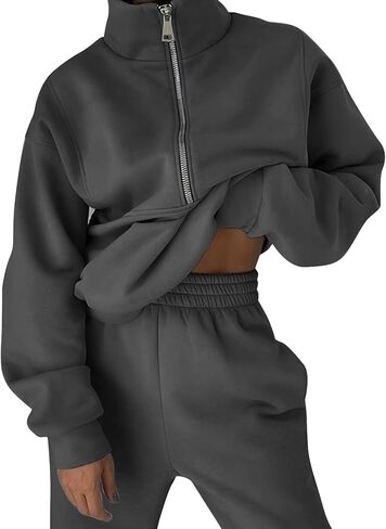 Eisctnd Womens Sweatshirt Joggers Suits Sets 2 Piece Outfits Jogger Sets for Women 2 Piece Pants Tracksuit Set GreyGreen XL in Saudi Arabia