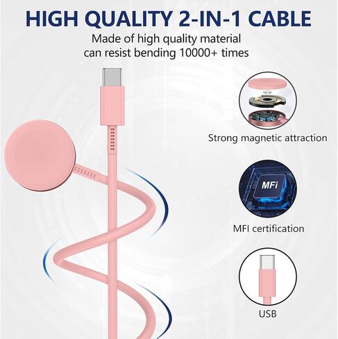 Fast Charger for Apple Watch Chargers with 20w Charger Block,USB C Magnetic for i-Watch Fast Charging Cable for Watch Series SE/8/7/6/5/4/3/2/1 Includes 38mm 40mm 42mm 44mm 45mm Size in Saudi Arabia