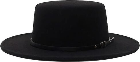 Black Fedora Hat for Women Men Short-Flat-Brim Bowler Hat Pork Pie Jazz Hat 1920s Party Felt Hat Medium in Saudi Arabia