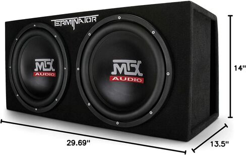 حزمة مضخم صوت MTX TNP212D2 مقاس 12 بوصة 1200 وات 4 أوم مع حاوية فرعية ومضخم صوت A/B أحادي الكتلة بقدرة 2000 وات ومجموعة أسلاك ذات 4 أوم in Kuwait