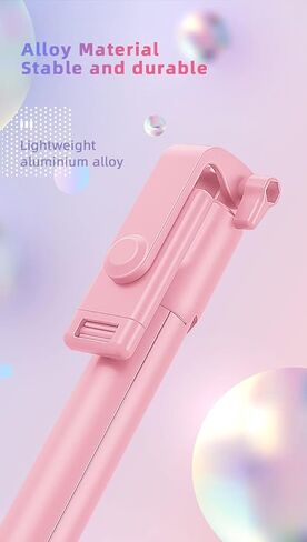 Selfie Stick with Tripod Stand and Wireless Remote, Compatible with Phones, Live Streaming and Photography (Pink+LED Light) in Saudi Arabia