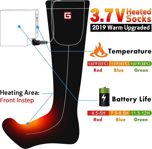 Autocastle 4000mAh Heated Socks Rechargeable Electric Battery Heated Stockings,Men Women Winter Warm Battery Powered Heat Insulated Sox Kit,Novelty Climb Hike Hunt Ski Cycle Foot Warmer,12Hours in Kuwait
