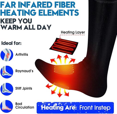 Autocastle 4000mAh Heated Socks Rechargeable Electric Battery Heated Stockings,Men Women Winter Warm Battery Powered Heat Insulated Sox Kit,Novelty Climb Hike Hunt Ski Cycle Foot Warmer,12Hours in Kuwait
