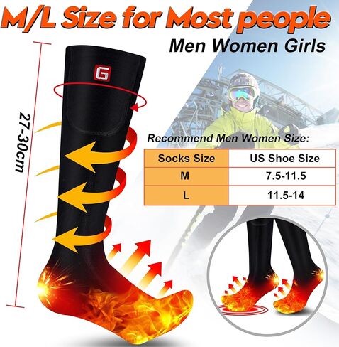 Autocastle 4000mAh Heated Socks Rechargeable Electric Battery Heated Stockings,Men Women Winter Warm Battery Powered Heat Insulated Sox Kit,Novelty Climb Hike Hunt Ski Cycle Foot Warmer,12Hours in Kuwait