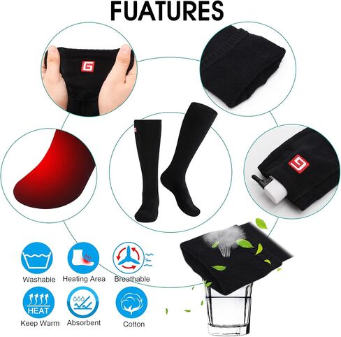 Autocastle 4000mAh Heated Socks Rechargeable Electric Battery Heated Stockings,Men Women Winter Warm Battery Powered Heat Insulated Sox Kit,Novelty Climb Hike Hunt Ski Cycle Foot Warmer,12Hours in Kuwait