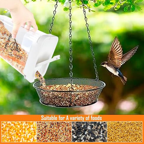 حاوية تخزين بذور الطيور، حاوية بذور الطيور محكمة الغلق سعة 2.3 لتر/80 أونصة مع كوب قياس مدمج، حاويات طعام الطيور بوزن 3 رطل مع فوهة صب مزدوجة، وموزع طعام للحيوانات الأليفة والكلاب والقطط in Kuwait