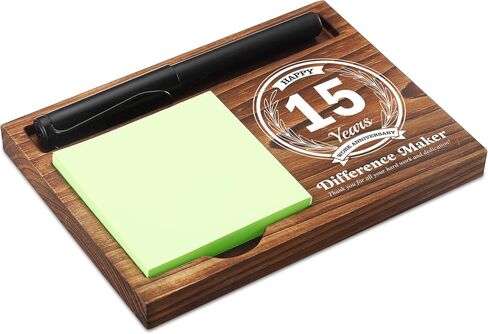 1st Work Anniversary Sticky Note Holder Wooden Notepad & Pen Holder 6.5" x 4.7" Sticky Note Pad Holder Dispenser for Desk Difference Maker Work Appreciation Gifts, NPA226 in Saudi Arabia