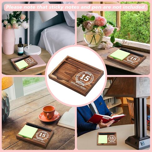 1st Work Anniversary Sticky Note Holder Wooden Notepad & Pen Holder 6.5" x 4.7" Sticky Note Pad Holder Dispenser for Desk Difference Maker Work Appreciation Gifts, NPA226 in Saudi Arabia