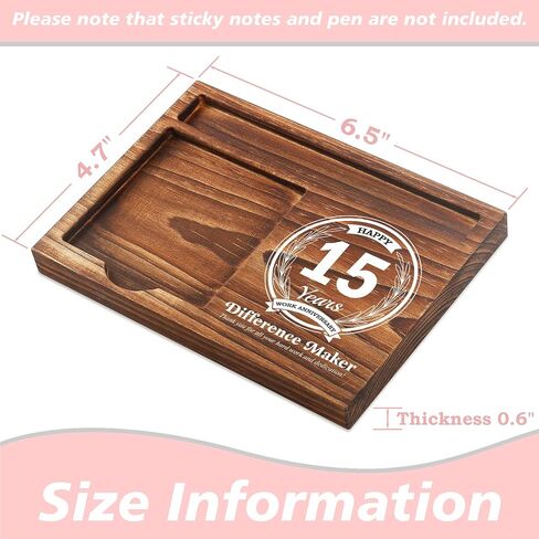 1st Work Anniversary Sticky Note Holder Wooden Notepad & Pen Holder 6.5" x 4.7" Sticky Note Pad Holder Dispenser for Desk Difference Maker Work Appreciation Gifts, NPA226 in Saudi Arabia