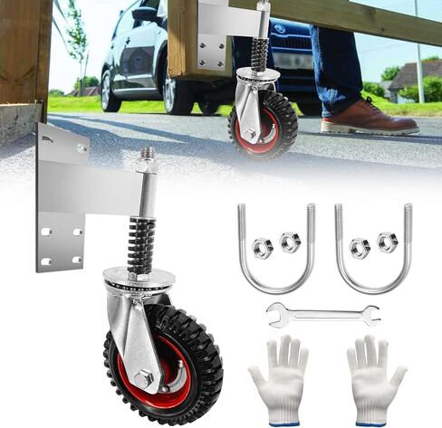 6Inch Fence Gate Wheels,500 lbs Capacity Gate Wheels with Caster Srping Cushioned for Metal/Wooden Gate,360 Degree Swivel with Suspension for Swing Gate Support (Black 1Pack)… in Saudi Arabia