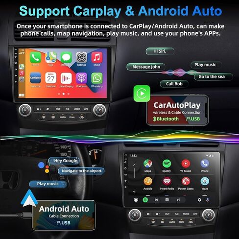 4+64 جيجا لسيارة Honda Accord 2003 2004 2005 2006 2007 Android 13 لراديو السيارة، شاشة لمس IPS 10.2 بوصة ستيريو سيارة مع Carplay لاسلكي/Android Auto، DSP، بلوتوث، كاميرا احتياطية، Obd2/DVR/TPMS in Kuwait