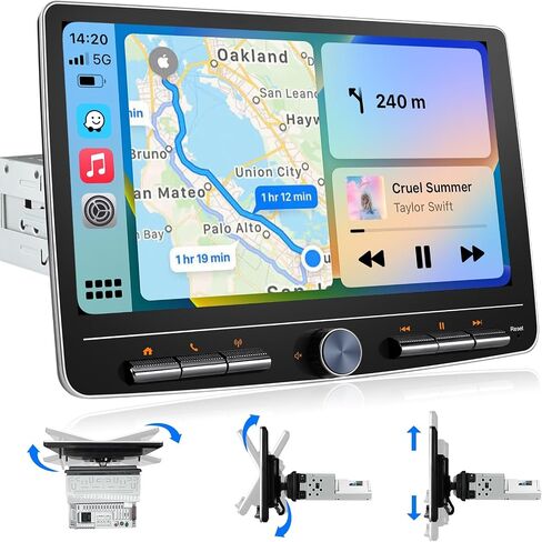 10 بوصة مزدوجة الدين سيارة ستيريو لاسلكي CarPlay Android Auto 2G + 32G شاشة لمس قابلة للفصل Android Car Play Radio Bluetooth AM FM GPS Navigation WiFi Car Audio استقبال 2 Din Head Unit QLED Screen in Saudi Arabia