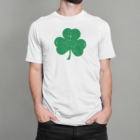 NYC FACTORY USA Screen Printed Retro Green Irish Distressed Shamrock T-Shirt St Patricks Day Mens Ireland Pride Tee Shirt in Saudi Arabia