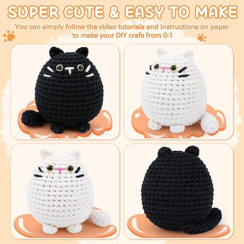 Cat Crochet Kit for Beginners-Calico Cat Crochet Kits for Adults Kids, Crochet Starter Kit with Step-by-Step Video Tutorials,Crochet Animal Kits Learn to Crochet Kits for Adults Kids in Kuwait