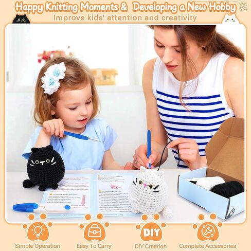 Cat Crochet Kit for Beginners-Calico Cat Crochet Kits for Adults Kids, Crochet Starter Kit with Step-by-Step Video Tutorials,Crochet Animal Kits Learn to Crochet Kits for Adults Kids in Kuwait