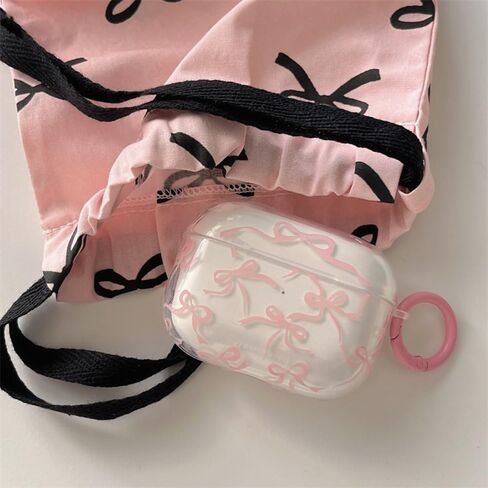 Compatible for AirPods Pro 2 Case Soft Cute Bow Pattern Fashion Design Bowknot Aesthetic Shockproof Keychain Cover Headphone Cases for Airpods Pro 2 -Clear in Saudi Arabia