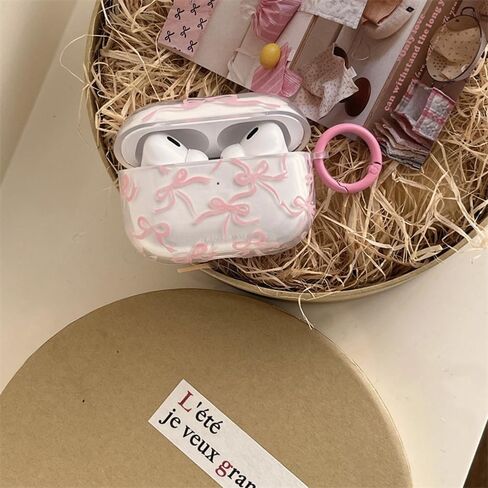 Compatible for AirPods Pro 2 Case Soft Cute Bow Pattern Fashion Design Bowknot Aesthetic Shockproof Keychain Cover Headphone Cases for Airpods Pro 2 -Clear in Saudi Arabia