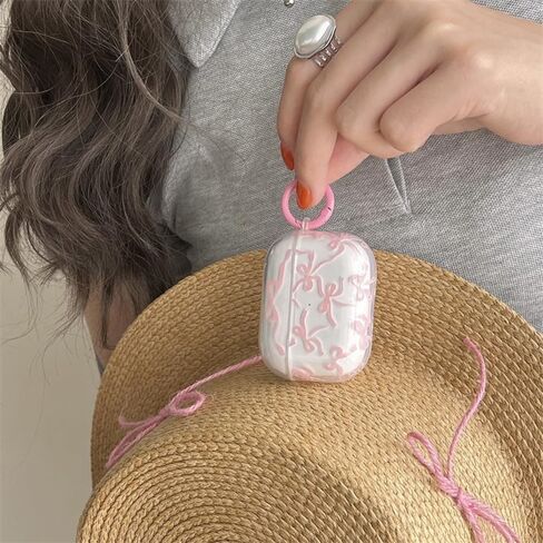 Compatible for AirPods Pro 2 Case Soft Cute Bow Pattern Fashion Design Bowknot Aesthetic Shockproof Keychain Cover Headphone Cases for Airpods Pro 2 -Clear in Saudi Arabia