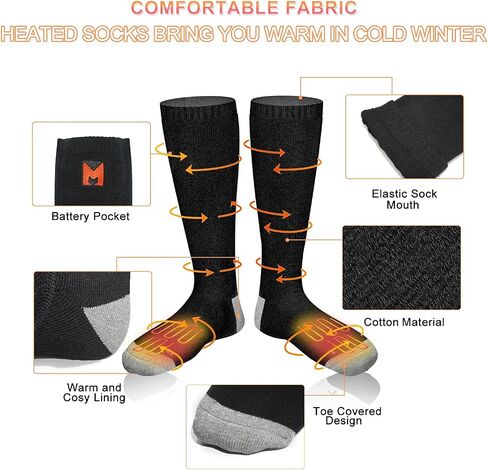 Heated Socks, Battery Heated Socks for Men Women, Electric Heated Socks for Hiking, Skiing, Camping in Saudi Arabia