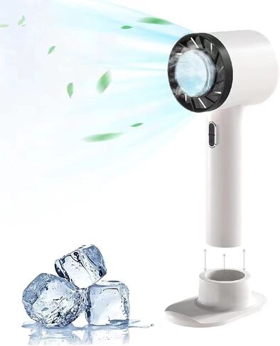 مروحة محمولة، مروحة تبريد مكيف هواء محمولة مع وسادة تبريد لتبريد الثلج، مروحة صغيرة قابلة لإعادة الشحن عبر USB بقدرة 2200 مللي أمبير في الساعة (أبيض) in Kuwait