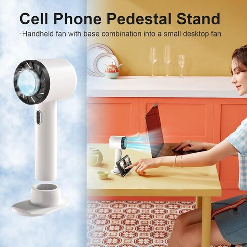 مروحة محمولة، مروحة تبريد مكيف هواء محمولة مع وسادة تبريد لتبريد الثلج، مروحة صغيرة قابلة لإعادة الشحن عبر USB بقدرة 2200 مللي أمبير في الساعة (أبيض) in Kuwait