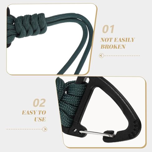 HANABASS 2 قطعة حبل Paracords، حلقة تسلق المفاتيح الحبل شماعات سلسلة المفاتيح الحبل حزام المعصم المظلة حبل D-قفل كيرينغ in Kuwait