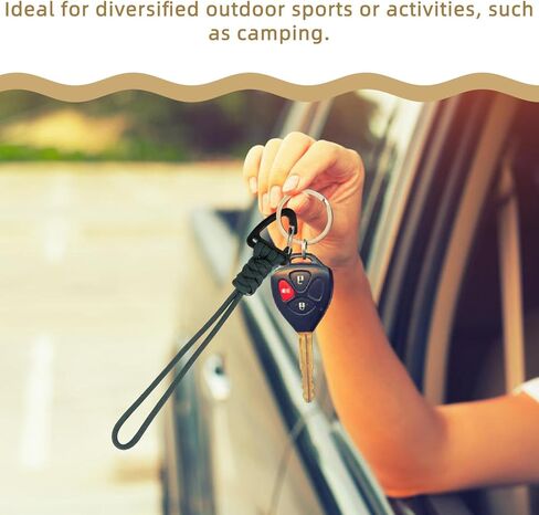 HANABASS 2 قطعة حبل Paracords، حلقة تسلق المفاتيح الحبل شماعات سلسلة المفاتيح الحبل حزام المعصم المظلة حبل D-قفل كيرينغ in Kuwait