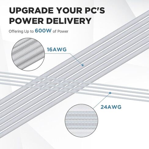 AsiaHorse 12VHPWR Adapter Cable Extension, 600 Watts Rated 12+4-Pin (16-Pin) Female to Male PCIe Extension Cable, Compatible with RTX 3090Ti 4070ti 4080 4090, 3CM Length (Pure White) in Saudi Arabia