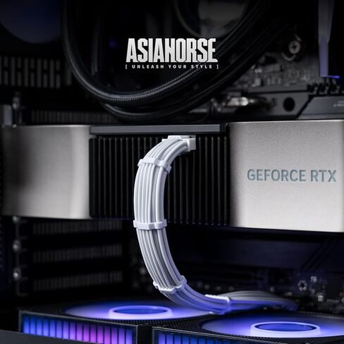 AsiaHorse 12VHPWR Adapter Cable Extension, 600 Watts Rated 12+4-Pin (16-Pin) Female to Male PCIe Extension Cable, Compatible with RTX 3090Ti 4070ti 4080 4090, 3CM Length (Pure White) in Saudi Arabia