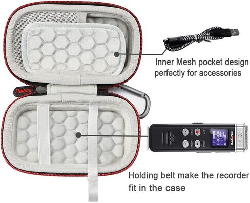 حقيبة تخزين صلبة من RAIACE متوافقة مع مسجل الصوت الرقمي EVISTR سعة 16 جيجابايت والمسجل الصوتي المنشط. (الجراب فقط، لا يشمل الجهاز) - رمادي in Kuwait