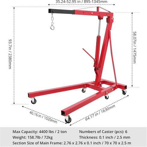 Heavy Duty Hydraulic Engine Hoist - 2 Ton Capacity, Folding Design, Compact Cherry Picker, and Easy Loading/Unloading with Engine Hoist(4400 Lbs) in Saudi Arabia