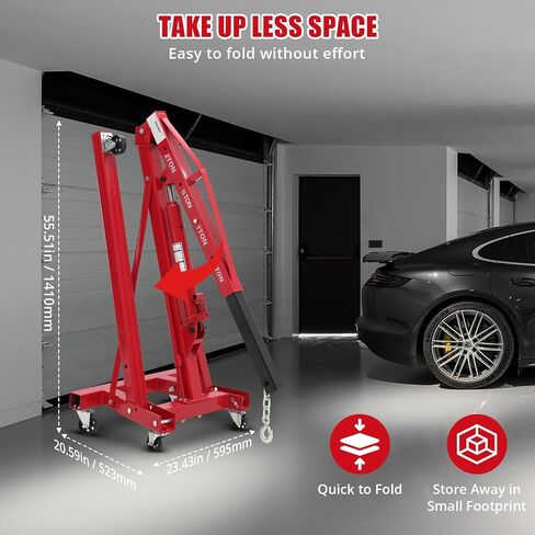 Heavy Duty Hydraulic Engine Hoist - 2 Ton Capacity, Folding Design, Compact Cherry Picker, and Easy Loading/Unloading with Engine Hoist(4400 Lbs) in Saudi Arabia