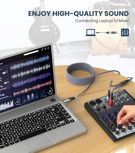 كابل صوت tisino USB C إلى 1/4 بوصة، كابل USB C إلى Dual TS Mono، 6.35 مم TS إلى كابل صوت C Y-Splitter للهواتف الذكية والكمبيوتر اللوحي ووصلة الكمبيوتر المحمول إلى مكبر الصوت ووحدة التحكم في المزج ومكبر الصوت - 3.3 قدم in Kuwait