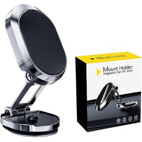 Magnetic Phone Holder, Folding Magnetic Car Phone Mount, 360°Rotation Dashboard Phone Car Mount for All Smartphones, Easily Installed, Fit for iPhone 15 14 13 12 Pro Max Android Samsung S24 S23